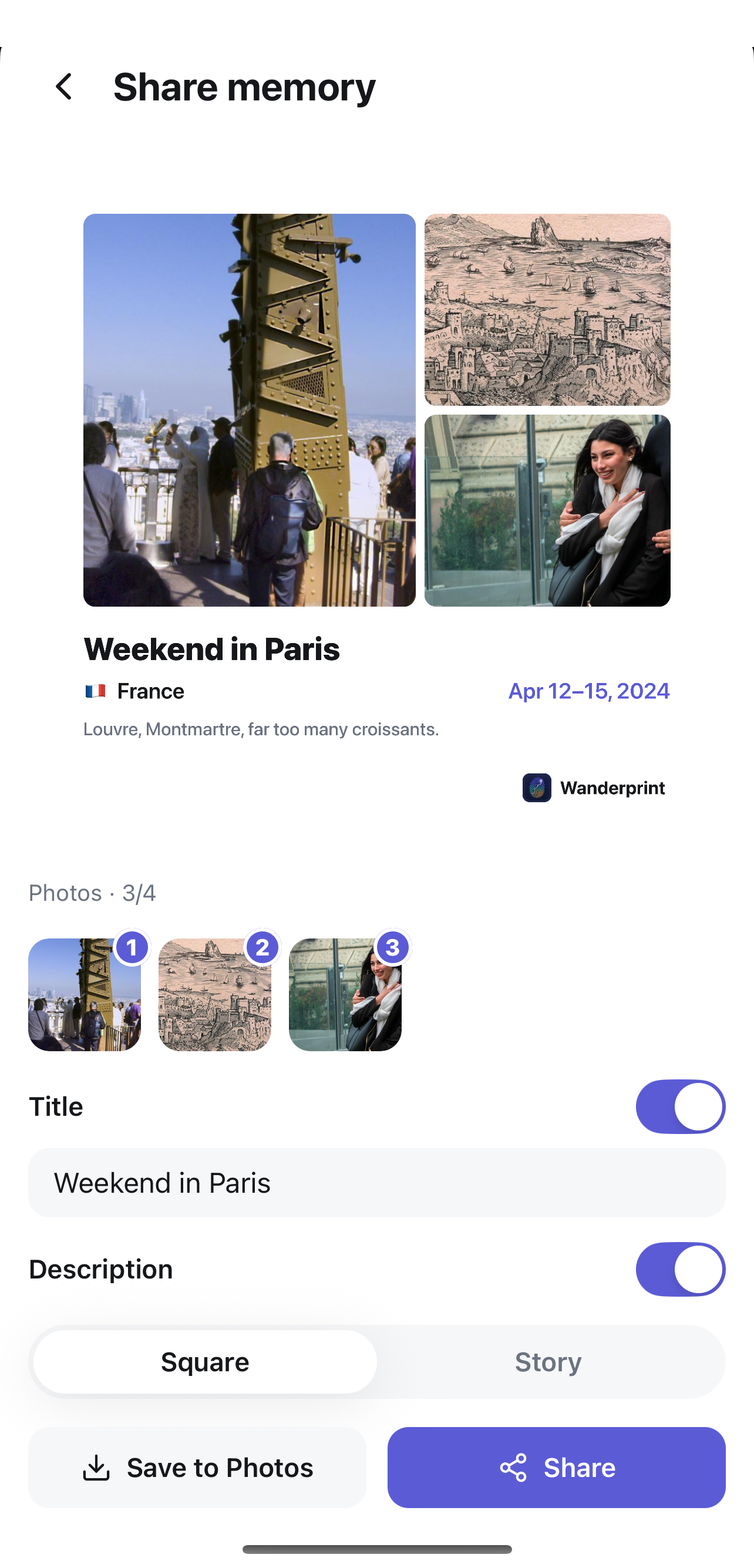 Share a memory as an editable photo collage
